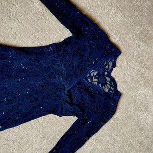 Christmas navy blue lace dress